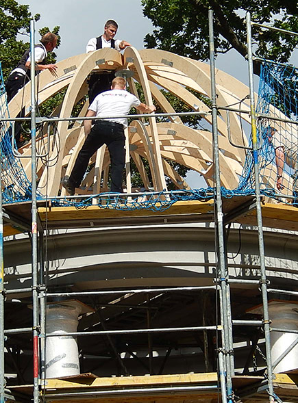 Holzkonstruktion der Kuppel